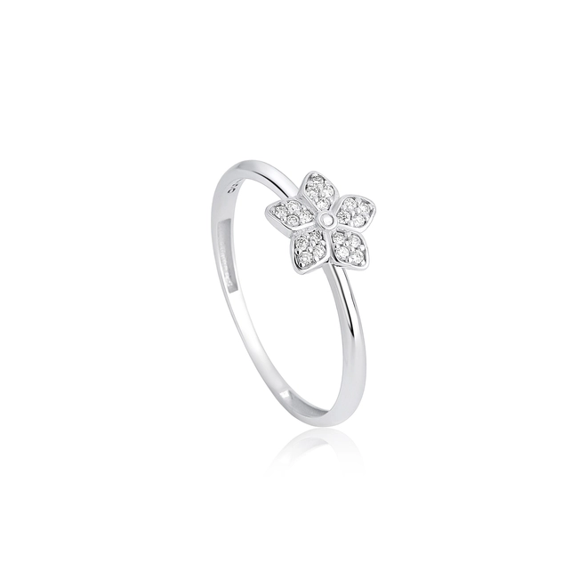 Anel The Icons ouro branco 18k flor com 10,5pts de Diamantes 1