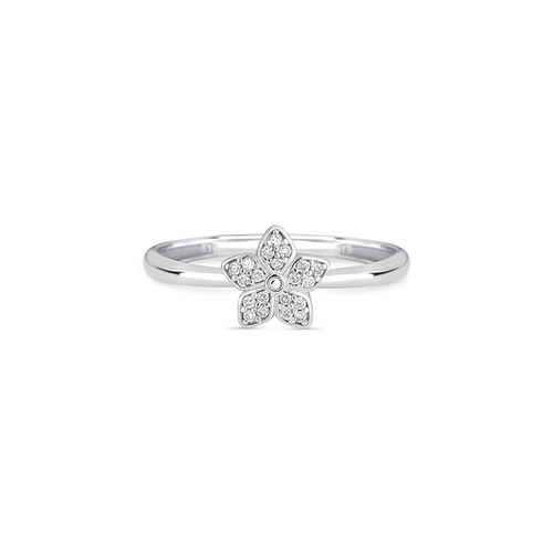 Anel The Icons ouro branco 18k flor com 10,5pts de Diamantes