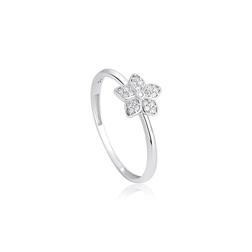 Anel The Icons ouro branco 18k flor com 10,5pts de Diamantes