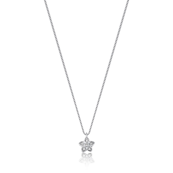 Gargantilha The Icons veneziana ouro branco 18k pingente flor de Diamantes 1