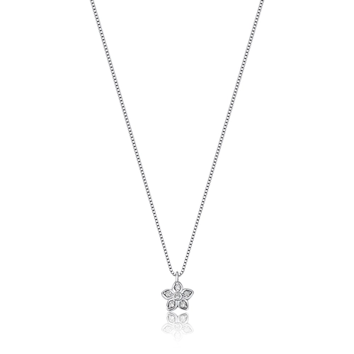 Gargantilha The Icons veneziana ouro branco 18k pingente flor de Diamantes