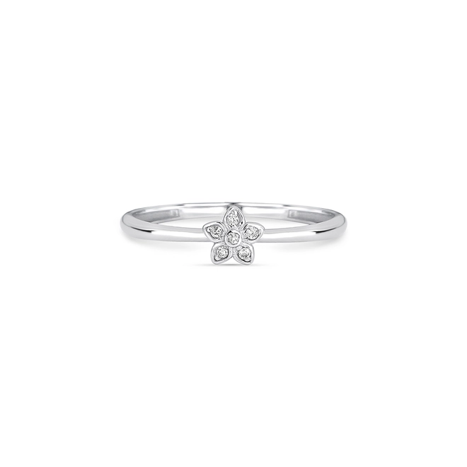 Anel The Icons ouro branco 18k mini flor de Diamantes 2