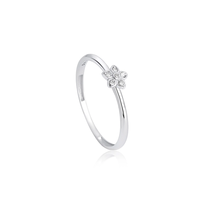 Anel The Icons ouro branco 18k mini flor de Diamantes 1