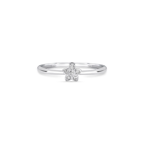 Anel The Icons ouro branco 18k mini flor de Diamantes