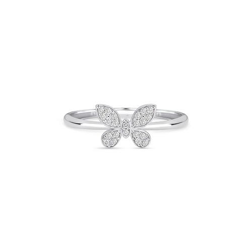 Anel The Icons ouro branco 18k borboleta com 11pts de Diamantes