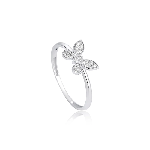 Anel The Icons ouro branco 18k borboleta com 11pts de Diamantes