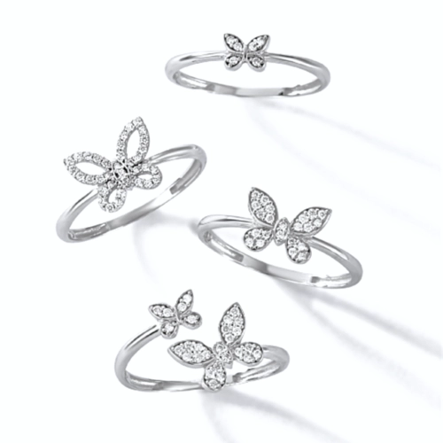 Anel The Icons ouro branco 18k borboleta com 11pts de Diamantes