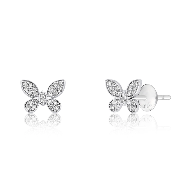 Brinco The Icons Stud ouro branco 18k borboleta cravejada de Diamantes 1