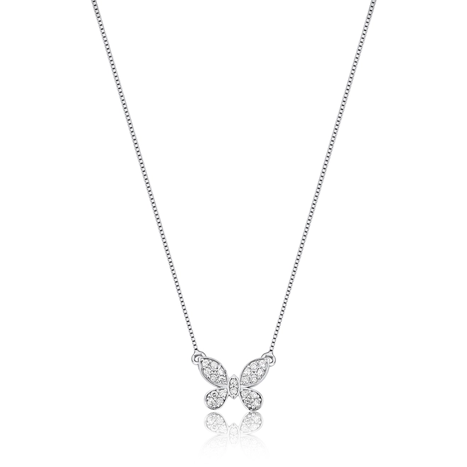 Gargantilha The Icons corrente ouro branco 18K pingente borboleta com 11pts de Diamantes 1