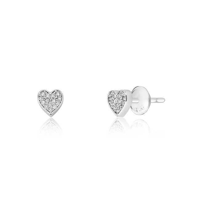 Brinco The Icons Stud ouro branco 18K coração com Diamantes 1