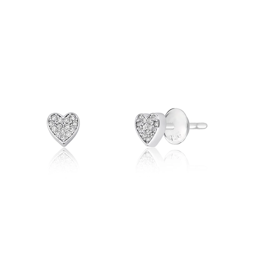 Brinco The Icons Stud ouro branco 18K coração com Diamantes