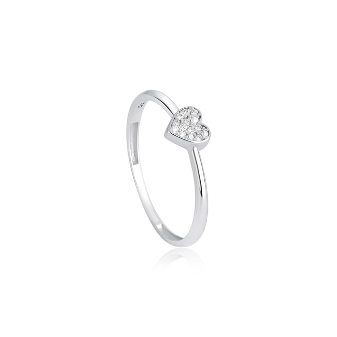 Anel The Icons ouro branco 18k com coração de 5,6pts de Diamantes 1