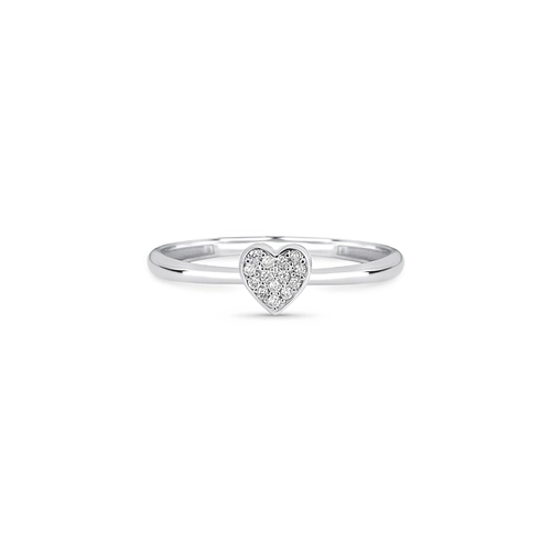 Anel The Icons ouro branco 18k com coração de 5,6pts de Diamantes