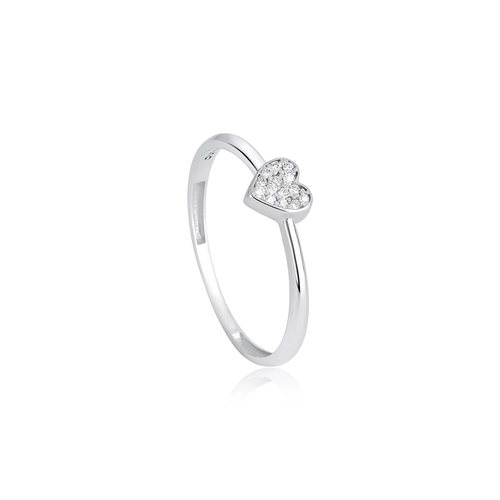 Anel The Icons ouro branco 18k com coração de 5,6pts de Diamantes