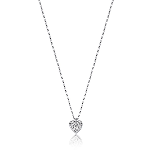 Gargantilha The Icons corrente ouro branco 18k com coração 5,6pts de Diamantes