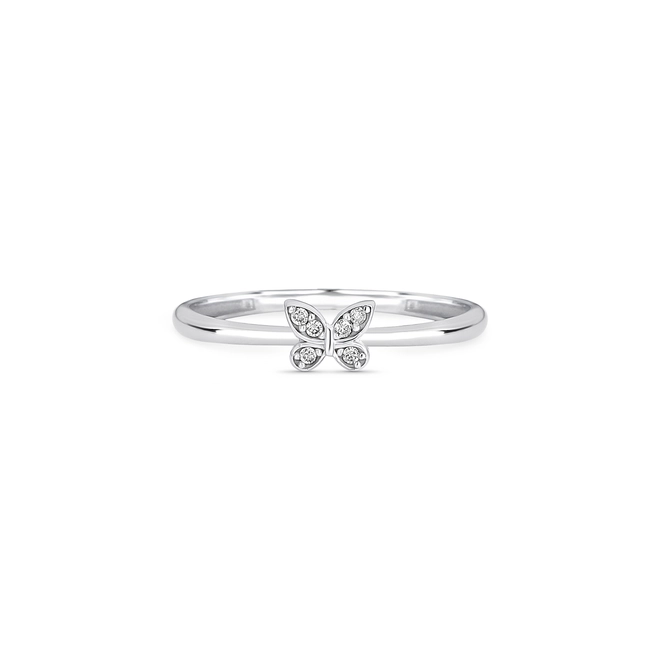 Anel The Icons ouro branco 18k borboleta com 3pts de Diamantes 2