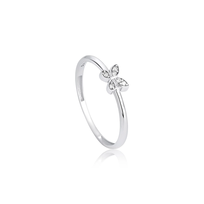 Anel The Icons ouro branco 18k borboleta com 3pts de Diamantes 1