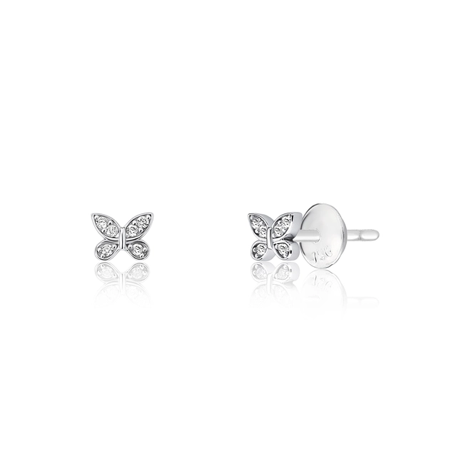 Brinco The Icons Stud ouro branco 18k borboleta com Diamantes 1