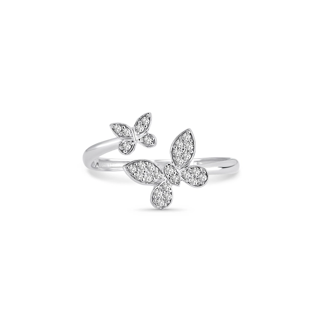 Anel The Icons aro aberto ouro branco 18k borboletas com Diamantes 3