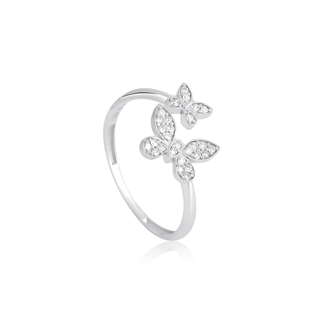 Anel The Icons aro aberto ouro branco 18k borboletas com Diamantes 1