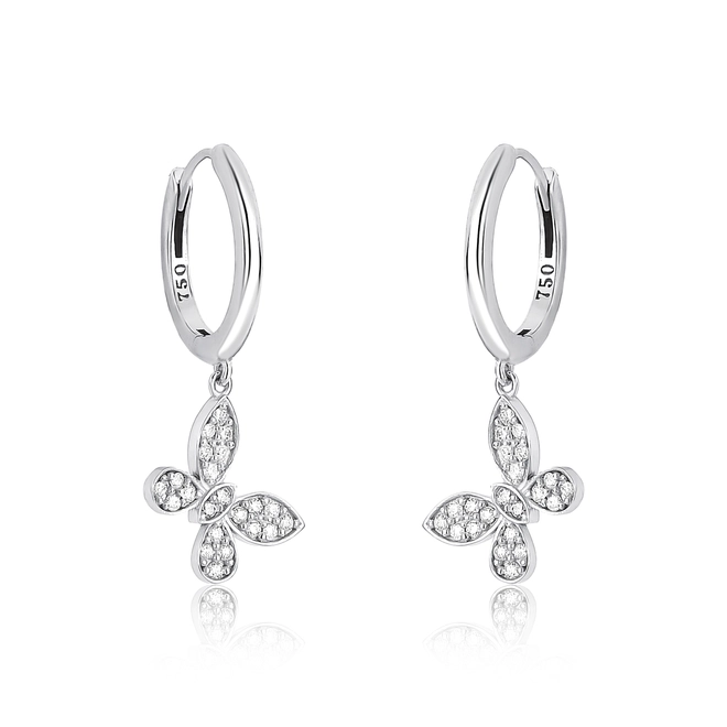 Brinco The Icons argola click ouro branco 18k pingente borboleta com Diamantes 1