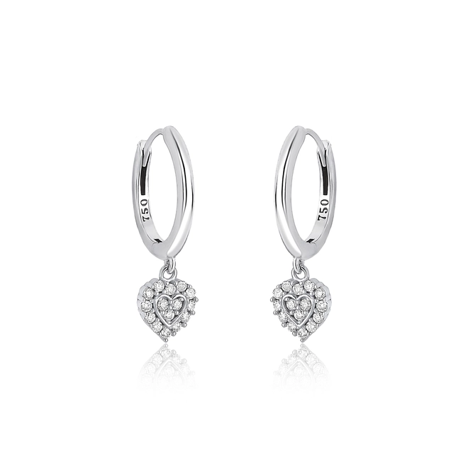 Brinco The Icons argola ouro branco 18k pingente coração 11,8pts de Diamantes 1