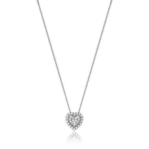 Gargantilha The Icons veneziana ouro branco 18k pingente coração de Diamantes
