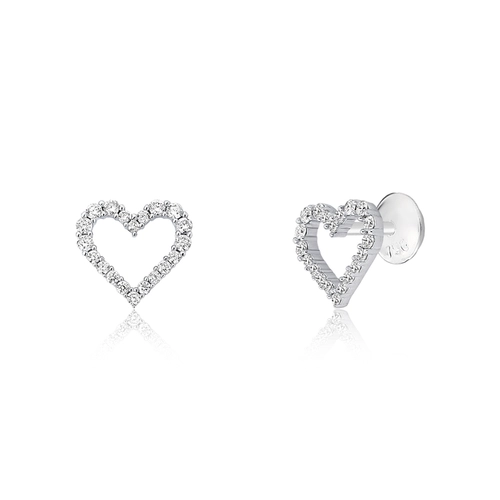 Brinco The Icons Stud coração vazado ouro branco 18k com Diamantes