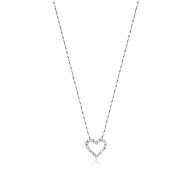 Gargantilha The Icons veneziana ouro branco 18k coração vazado com Diamantes 1