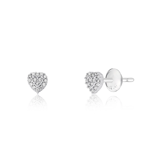 Brinco The Icons Stud coração ouro branco 18k com Diamantes 1