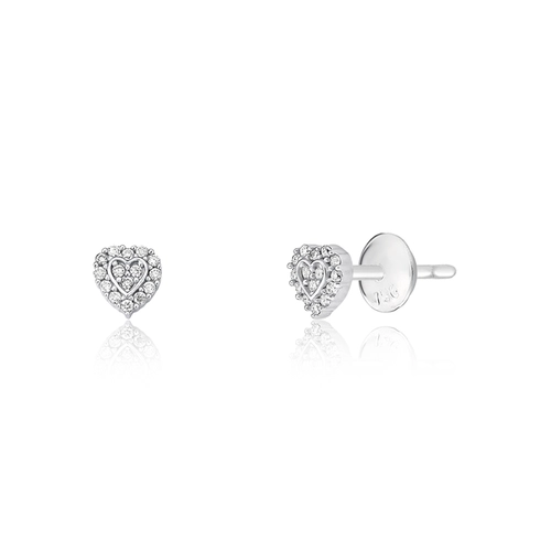 Brinco The Icons Stud coração ouro branco 18k com Diamantes
