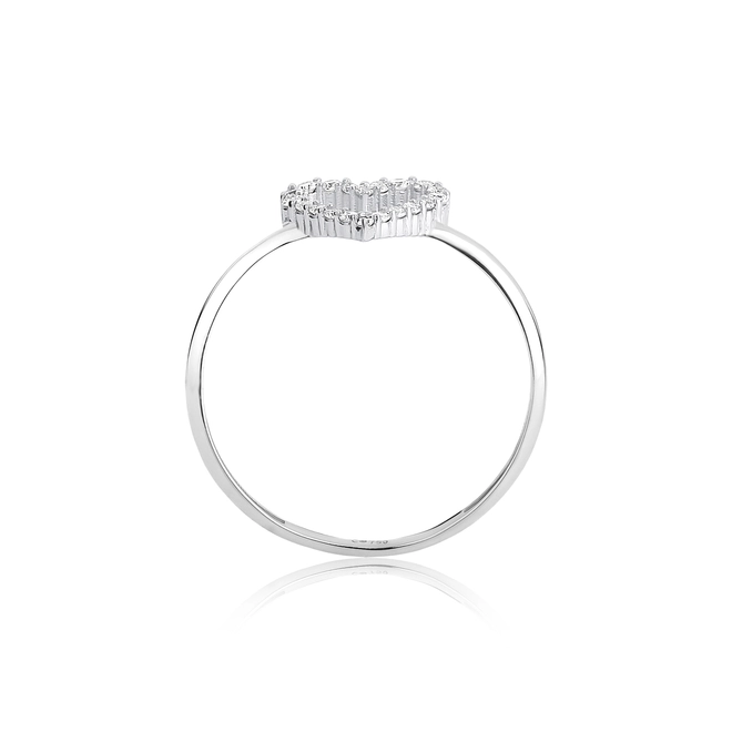 Anel The Icons coração vazado ouro branco 18k com Diamantes 3