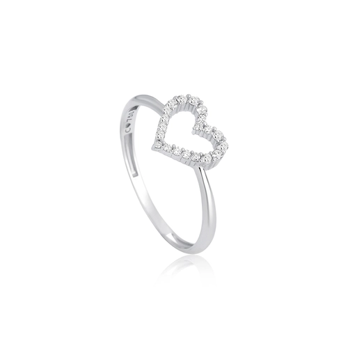 Anel The Icons coração vazado ouro branco 18k com Diamantes