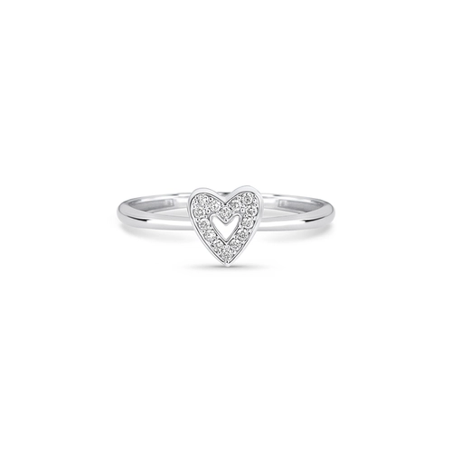 Anel The Icons coração ouro branco 18k com 7pts de Diamantes