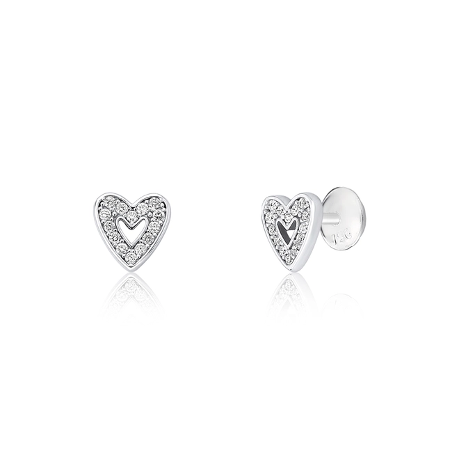 Brinco The Icons Stud coração ouro branco 18k com Diamantes 1