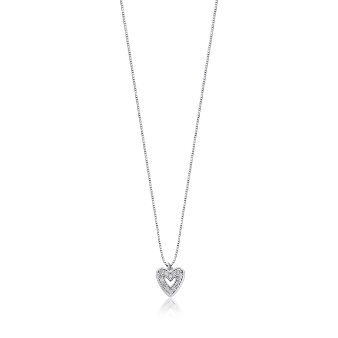 Gargantilha The Icons veneziana ouro branco 18k pingente coração com Diamantes 1