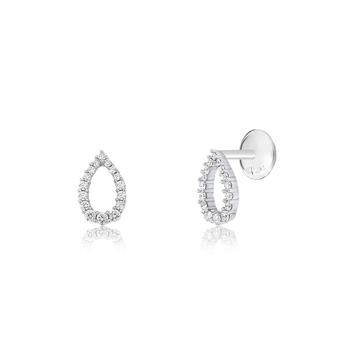 Brinco The Icons Stud gota vazada ouro branco 18k com Diamantes