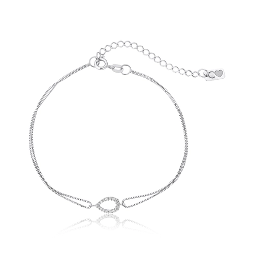 Pulseira The Icons veneziana ouro branco 18k com gota vazada de Diamantes