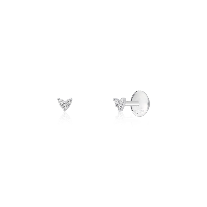 Brinco The Icons Stud mini coração ouro branco 18k com Diamantes 1