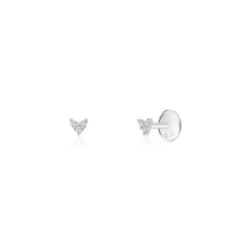 Brinco The Icons Stud mini coração ouro branco 18k com Diamantes