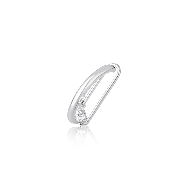 Piercing de orelha The Icons gancho ouro branco 18k mini coração de Diamantes 1