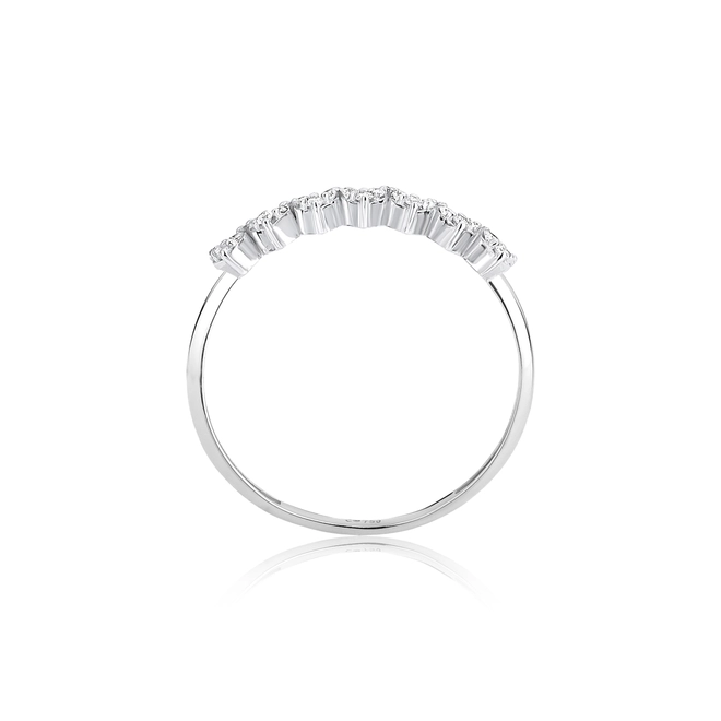 Anel The Icons meia aliança ouro branco 18k mini corações com Diamantes 4