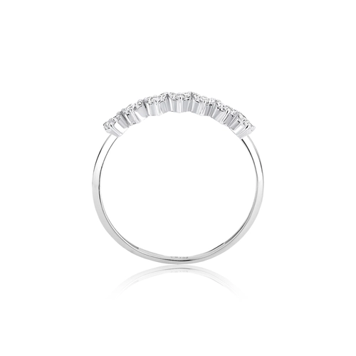 Anel The Icons meia aliança ouro branco 18k mini corações com Diamantes