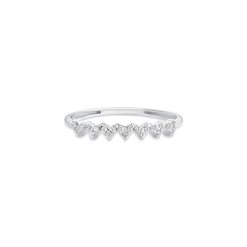 Anel The Icons meia aliança ouro branco 18k mini corações com Diamantes