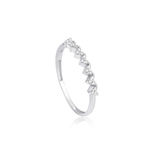 Anel The Icons meia aliança ouro branco 18k mini corações com Diamantes
