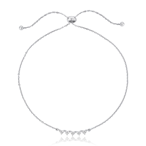 Pulseira The Icons regulável ouro branco 18k com 5 mini corações de Diamantes