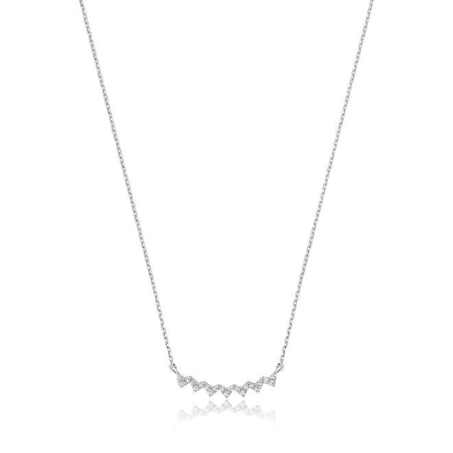 Gargantilha The Icons elo cadeado ouro branco 18k com 7 mini corações de Diamantes 1