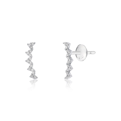 Brinco The Icons Ear cuff ouro branco 18k mini corações de Diamantes