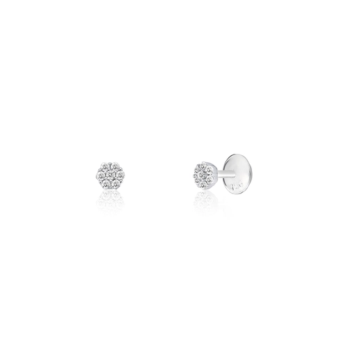 Brinco The Icons Stud mini flor ouro branco 18k com Diamantes