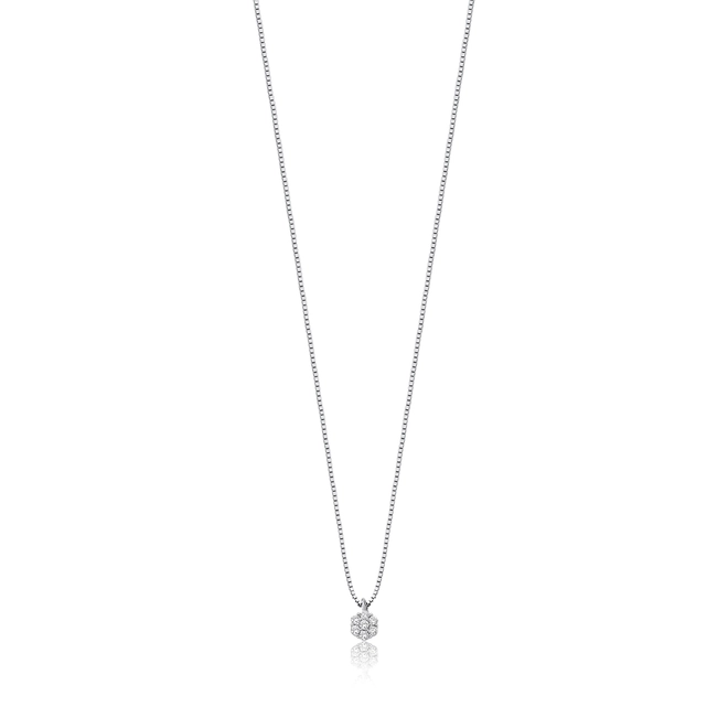 Gargantilha The Icons veneziana ouro branco 18k mini flor de Diamantes 1